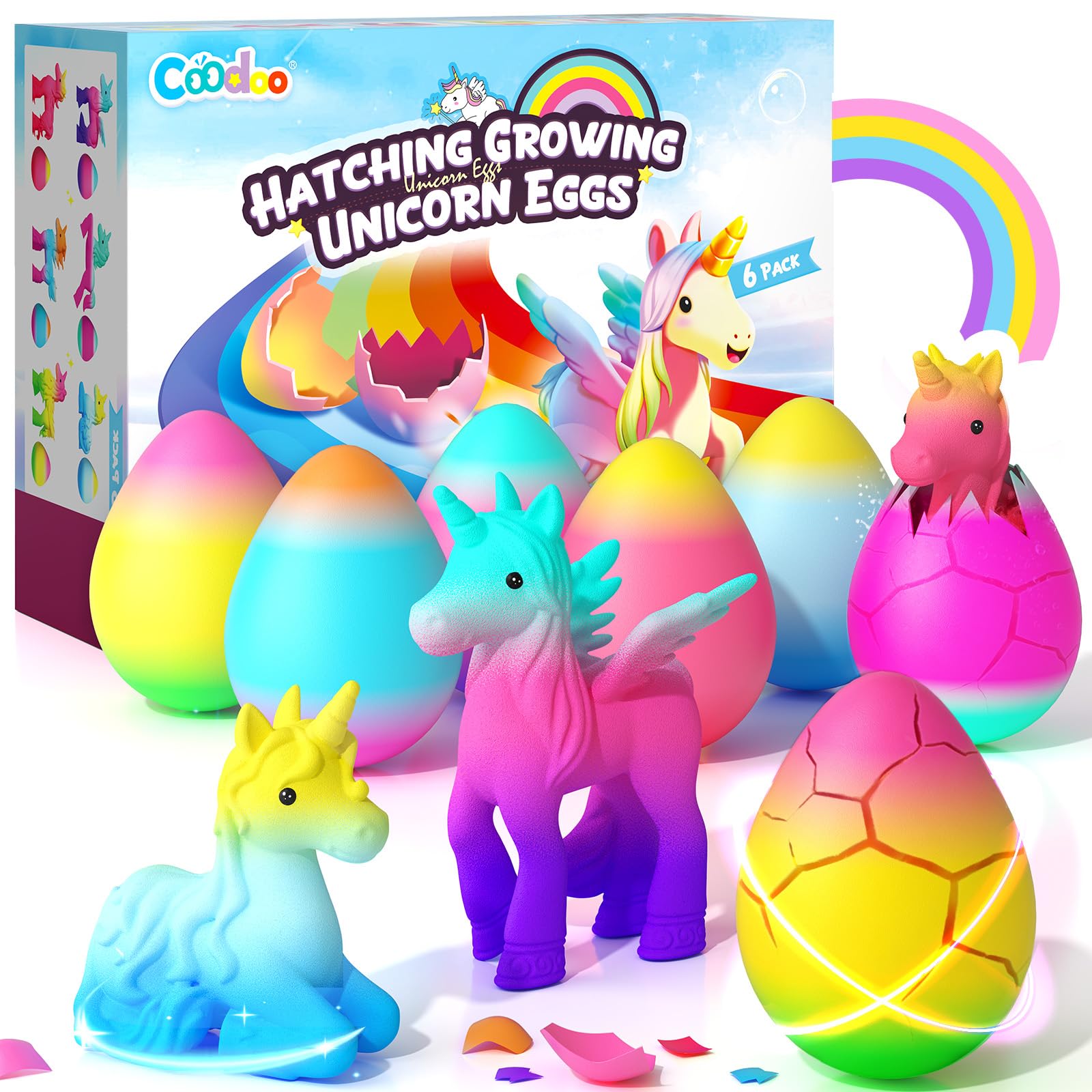 Einhorn Schlüpft Regenbogeneier für Kinder - 6 Stück Einhorn Spielzeug für Mädchen & Jungen 3-8 Jahre, Geburtstagsgeschenke, Osternest-Füller & Party-Mitschenke ab 3 4 5 6 7 8 Jahren