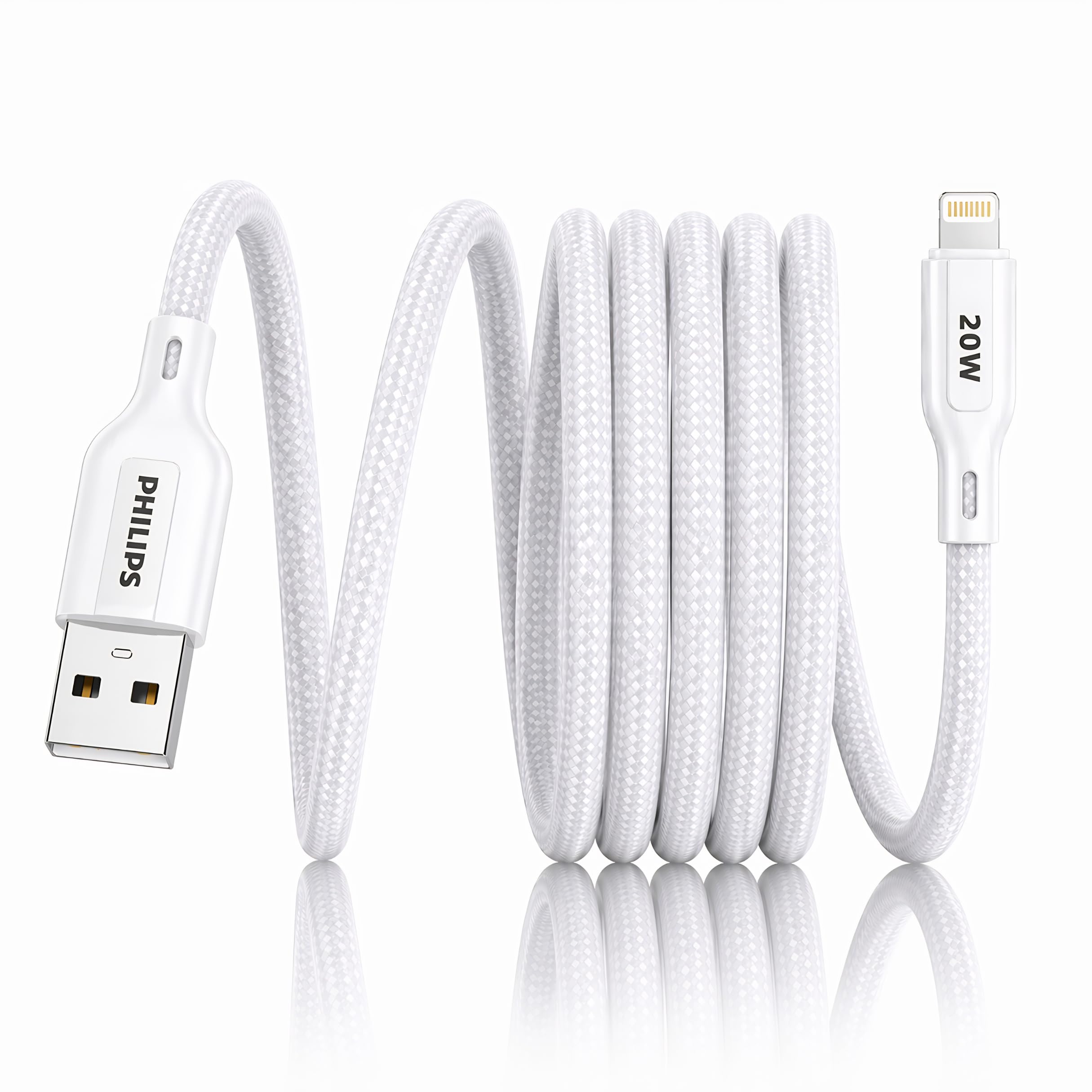 PHILIPS DLC4150VW/94 20W iPhone Original Type-A to Lightning Fast Charging Cable (1.5m, Bright White) | MFi Certified | 480Mbps | Nylon Braided | Compatible with iPhone & Other Lightning Devices-image-36