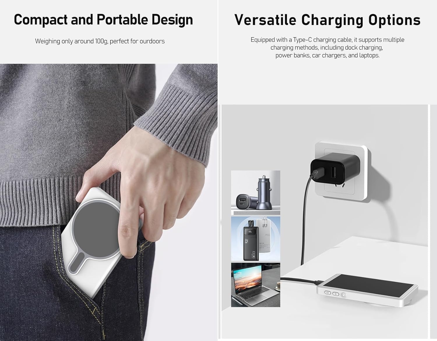 Magnetic Phone Vlog Selfie Monitor Screen, Using Rear Camera for Selfie Vlog Or Live Stream (Wireless Connection) - Gunmetal