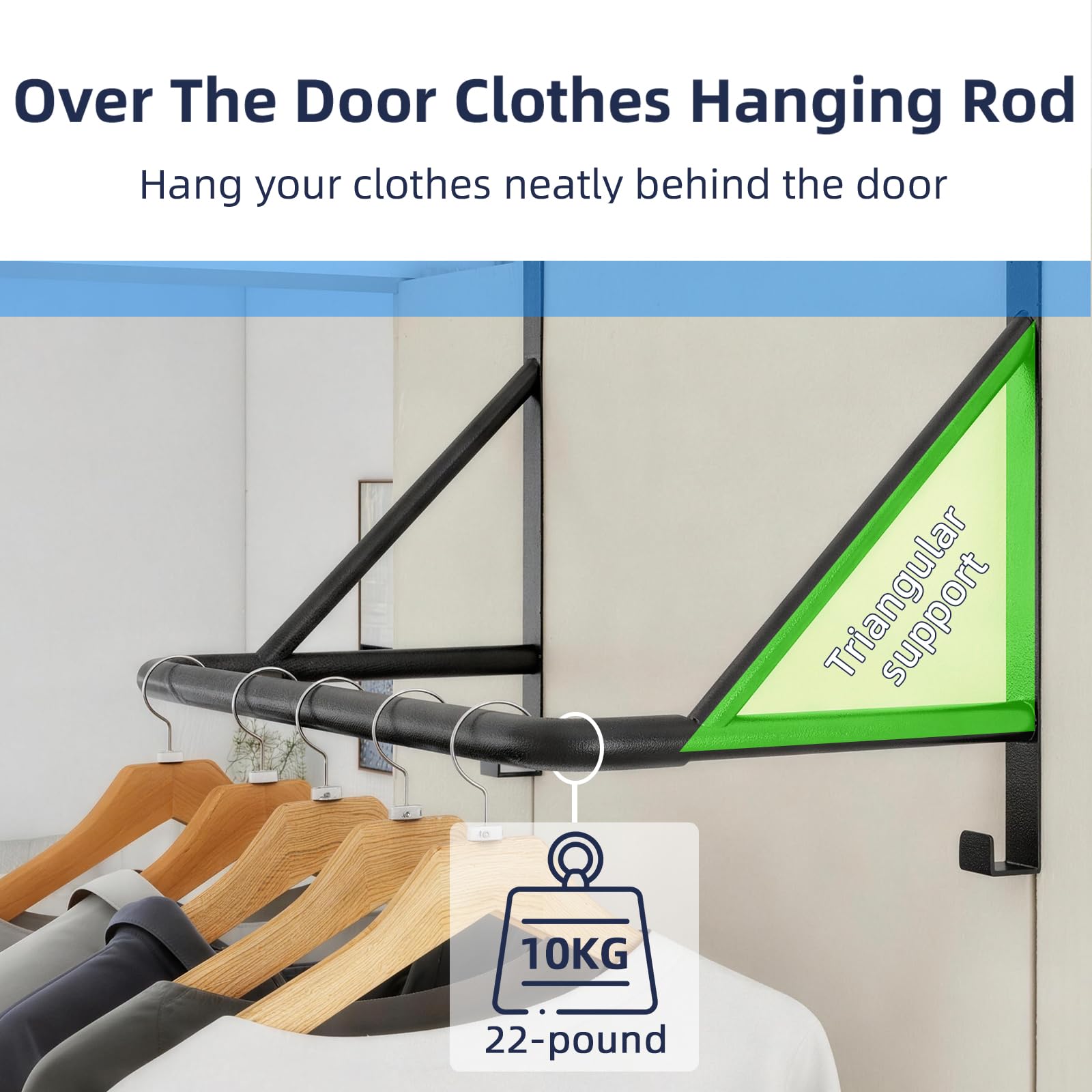 CHJgroup Percha de metal sobre la puerta, colgador de ropa de baño para colgar ropa, toallas, perchero para colgar ropa sobre la puerta, color negro