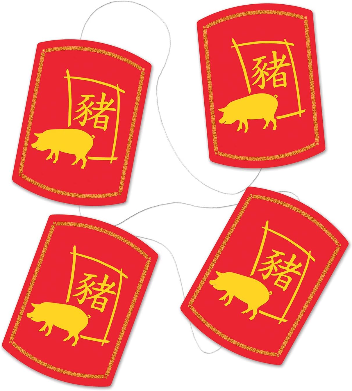 Beistle Asian Party Decoration Year of The Pig, 2019 Year of The Pig Stringer 78 Inch, Pack of 12