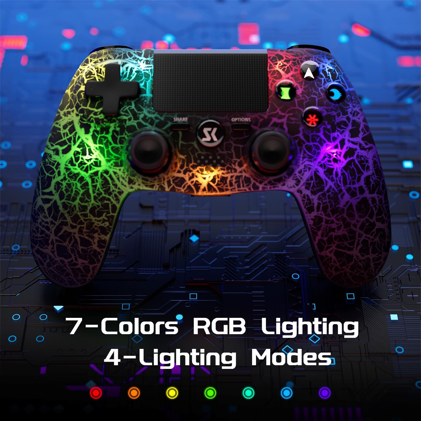 Controller Wireless PS4 Joystick LED RGB per Playstation 4/Pro/Slim con Batteria 1000 mAh