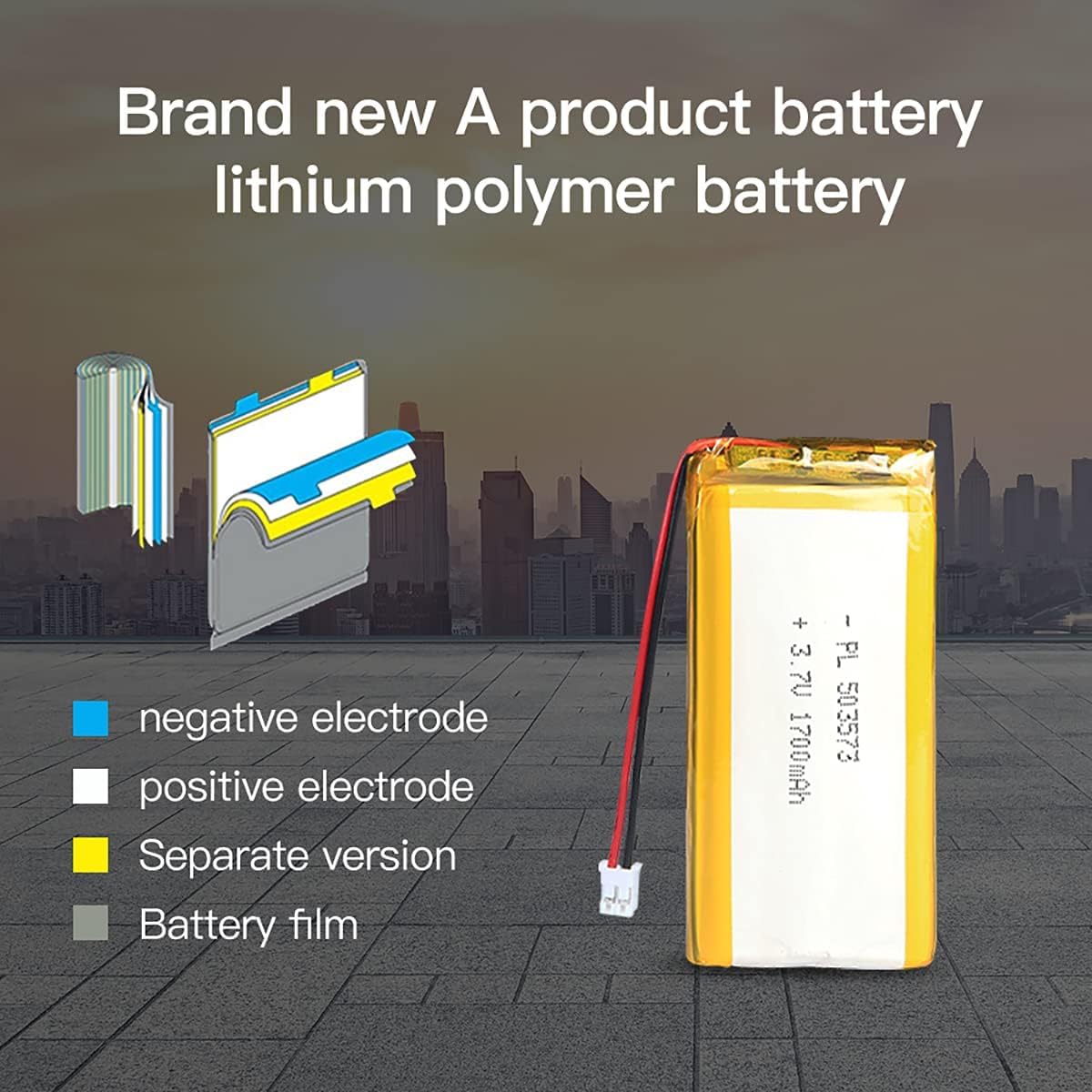 Amazon | 3.7V 1700mAh 2P PH 2 0mm ピッチ リチウムイオン充電式