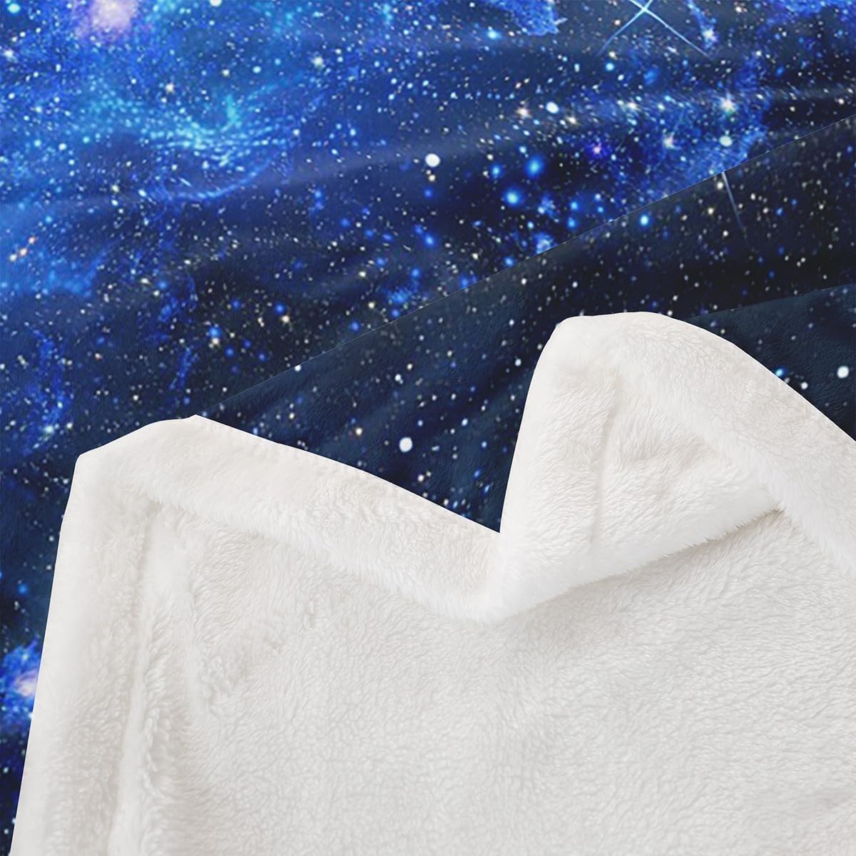 Dark Blue Galaxy Bed Throws for Kids Girls Boys Teens Shiny Starry Universe Flannel Fleece Blanket Soft Lightweight Throw Blanket for Couch Sofa, Queen Size (90 x 90 Inches)