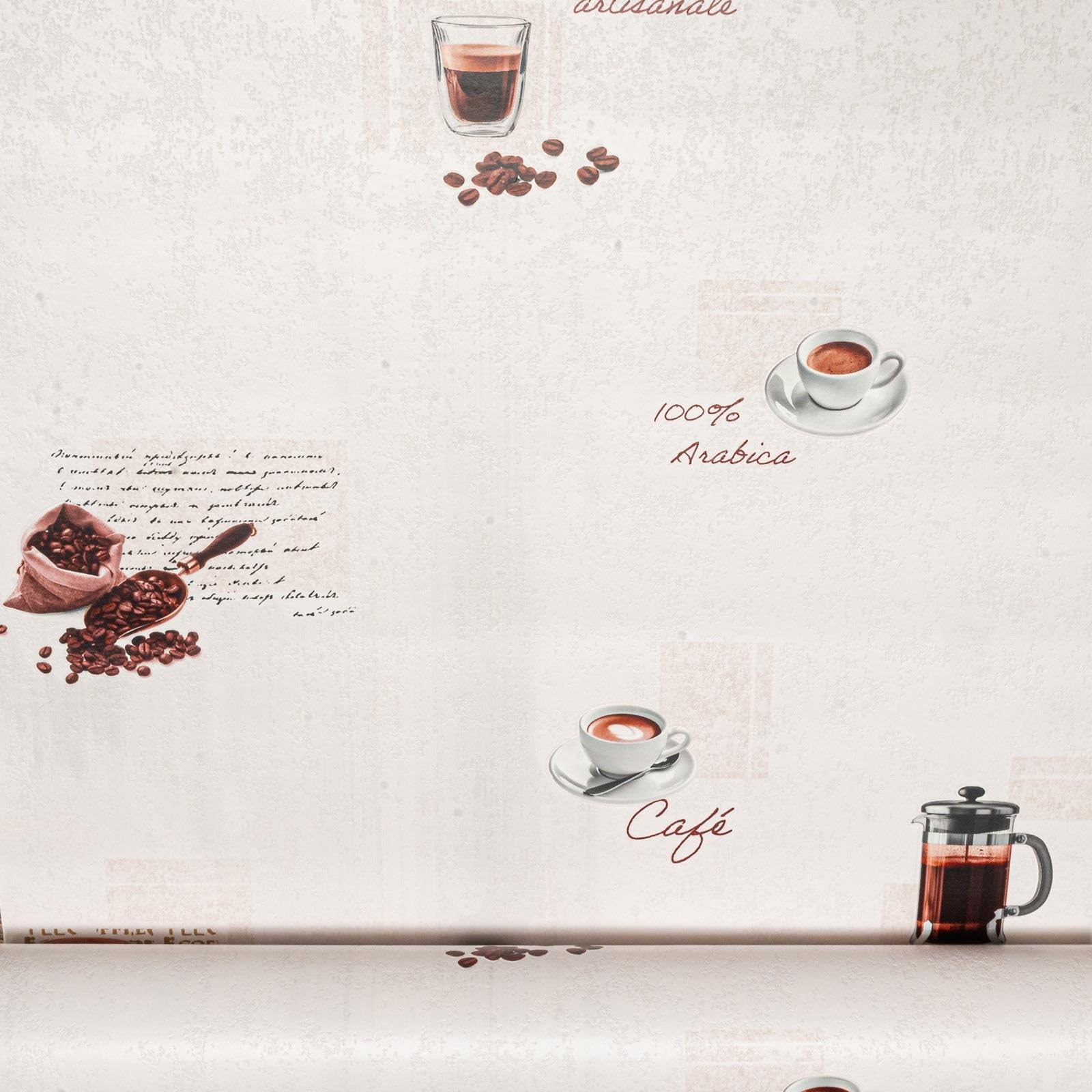 White Coffee Bean Wallpaper Thick Textured Vinyl Slightly Imperfect Feature Wall