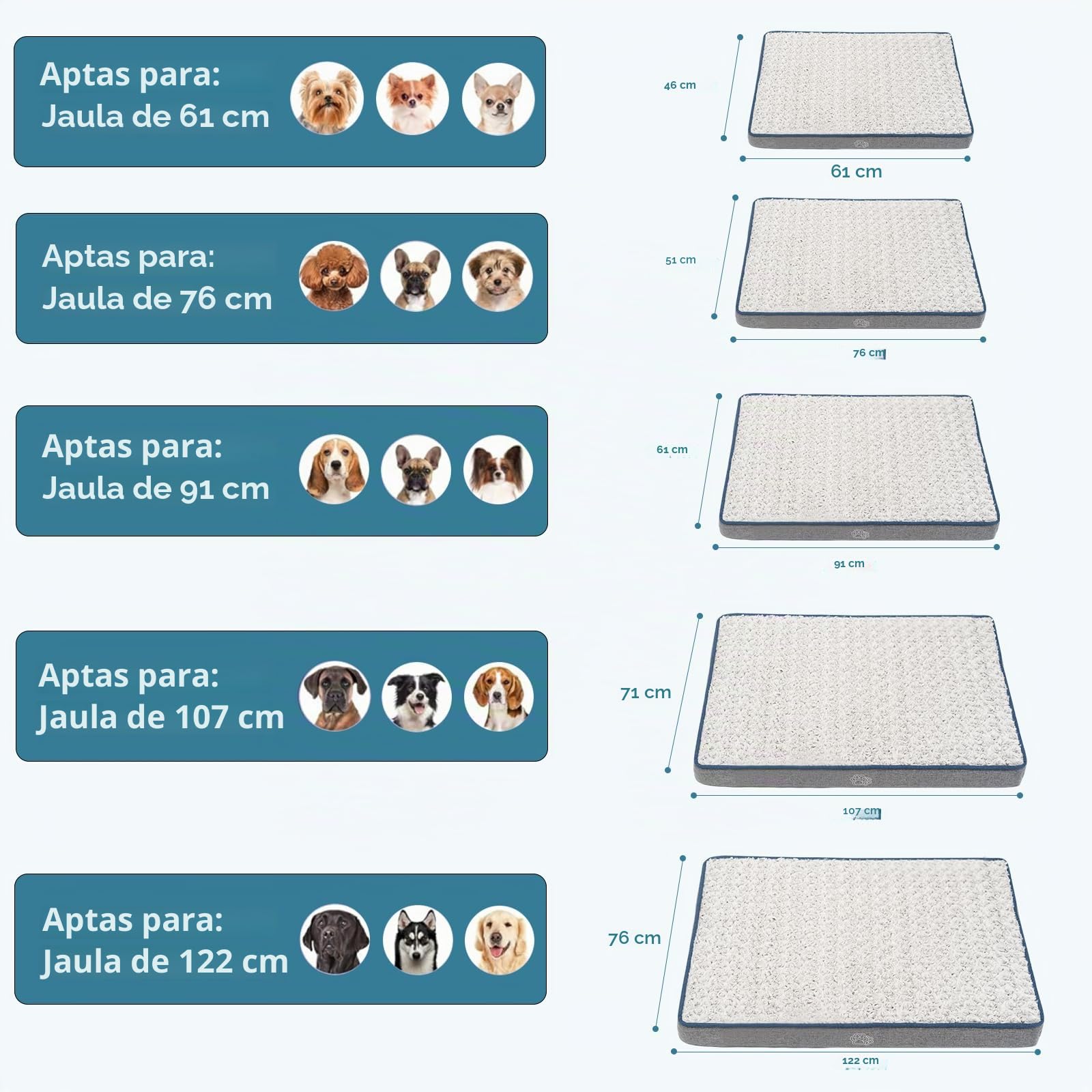 EMPSIGN Cojín para Perro Reversible Desenfundable Jaula, 112x76x7,5cm, Gris | espuma ortopédica alta densidad, fresco/cálido, interior impermeable, lavable en lavadora, para transportín coche