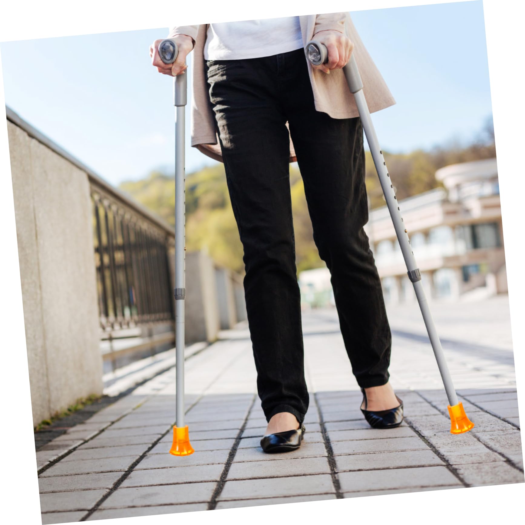 TOVINANNA 4pcs Crutch Pads Walking Stick Foot Pads Cane Tips Pads for Crutches Walking Pole Parts Crutch Feet Sleeves Trekking Pole Foot Cover Non-Skid Hiking Poles Protectors PVC Orange