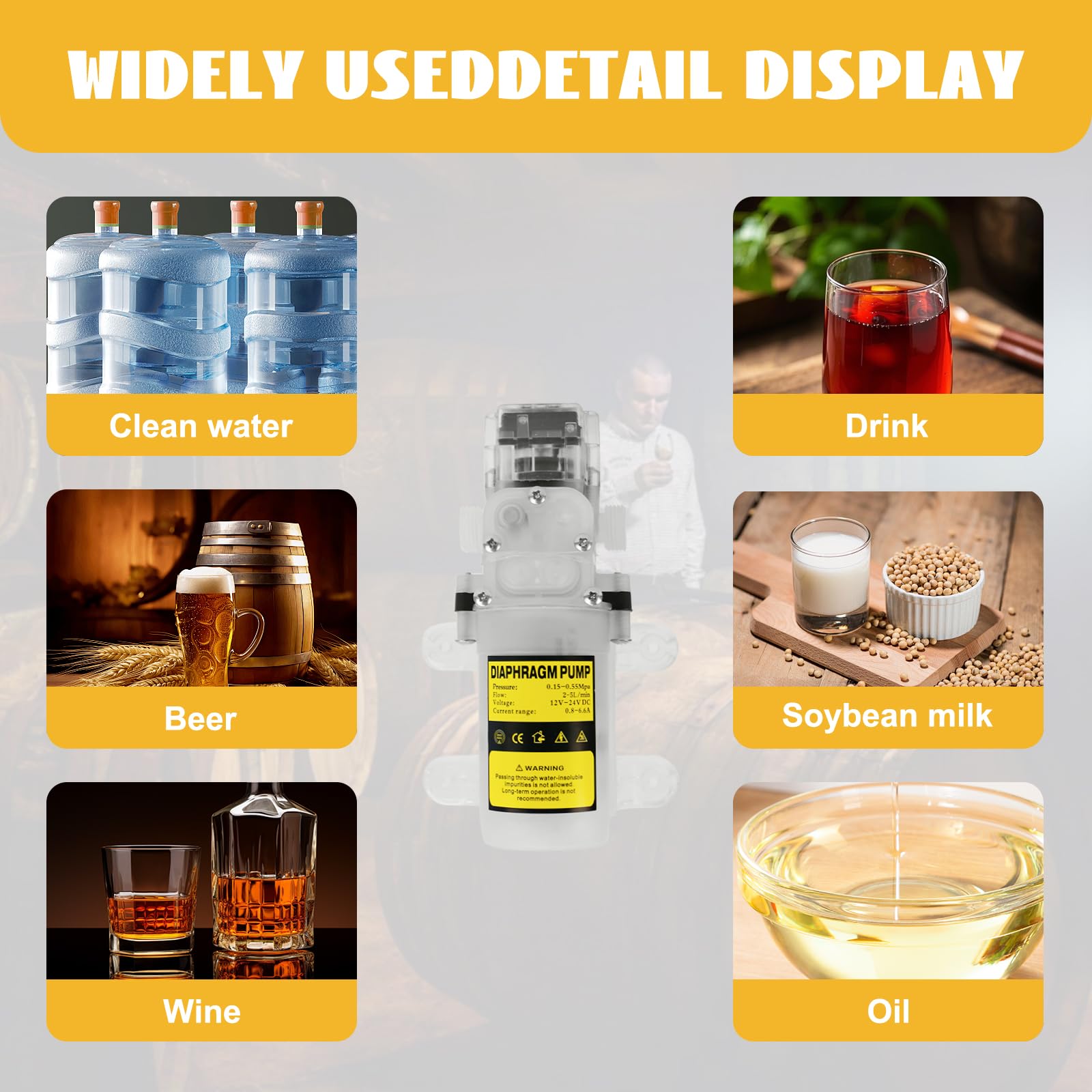 Pompa Travaso Vino Elettrica,Pompa per Birra Fatta in Casa,Pompa for Liquidi A Membrana for Uso Alimentare,velocità Regolabile con 2 Filtri per Il Pompaggio di Acqua, Vino e Bevande