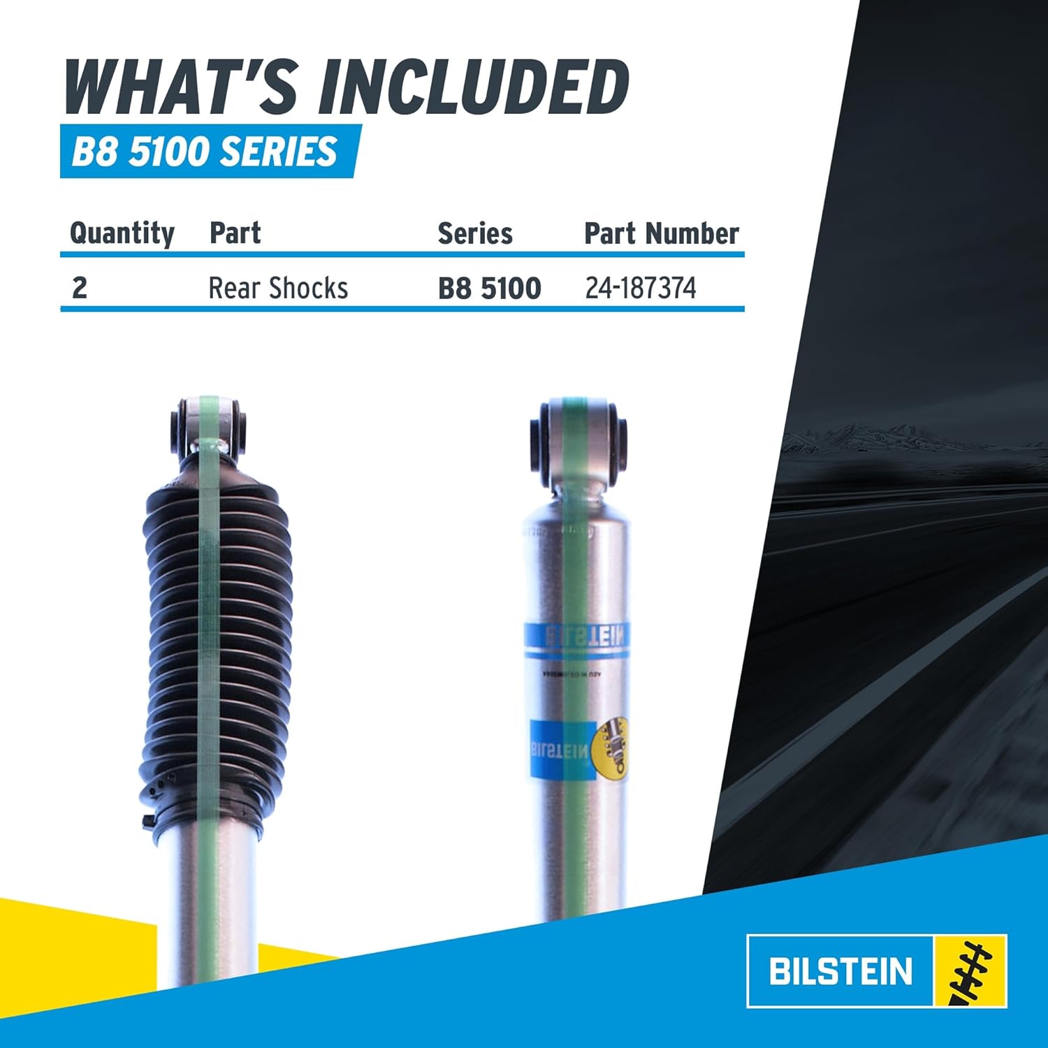 Bilstein Pair of Rear B8 5100 Series Shocks Compatible with 2009-2018 RAM 1500 w/o Air Suspension with 0-1" Rear Lift | Easy Installation | Smooth Performance