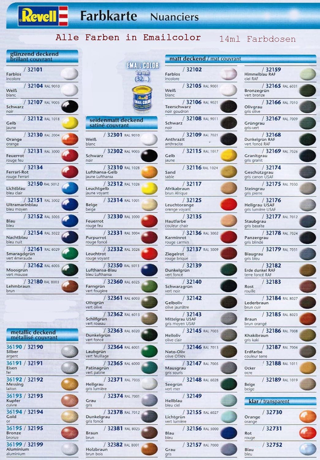 Revell Emailcolor 32xxx Farbensortiment - 15 Stück 14ml Dosen, Eigene Auswahl, Günstiger als Einzelkauf, Schnellversand Garantiert