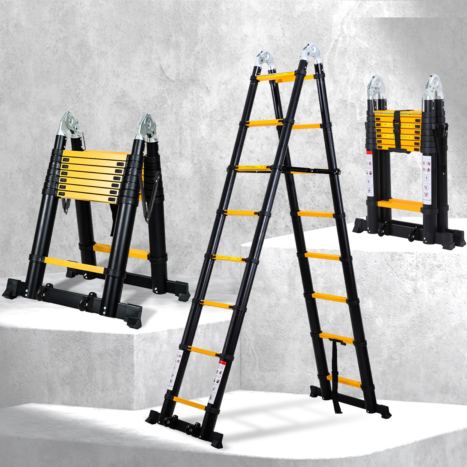 Scala Telescopica Gimisgu - Alluminio, 1.4m-1.7m, Portata 150kg, Antiscivolo - Foto 3