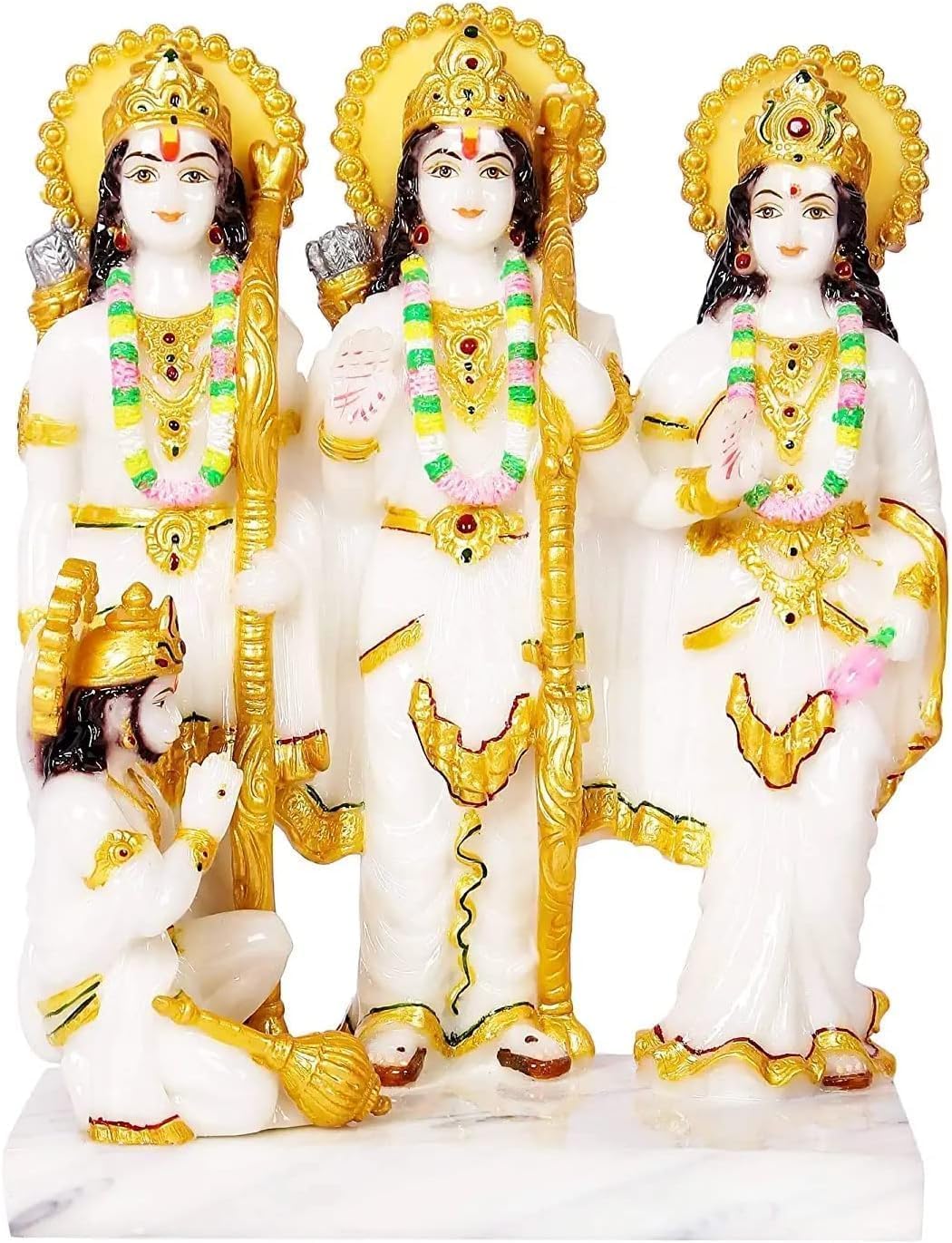 Export Store White Ram Darbar Murti for Home Temple Marble Big | Marble Ram Darbar with Sita Laxman Hanuman Statue Murti Idol for Pooja Room | Handmade Lord Ram Darbar Idol Showpiece (6 Inches)
