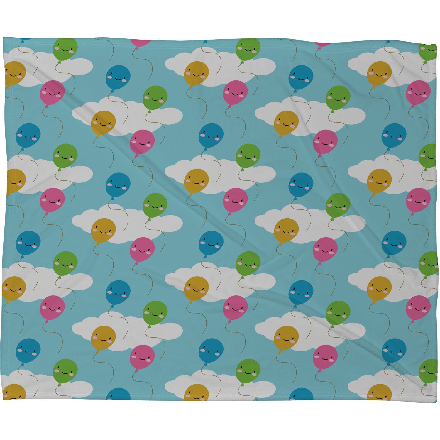 Deny DesignsMarceline Smith Kawaii Balloons Fleece Throw Blanket, 80-Inch by 60-Inch