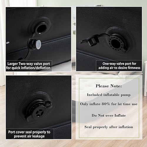 Miniatura 6 de RAPTAVIS Colchón inflable tamaño Queen con bomba y cabecero, colchón inflable para dormitorio durante la noche