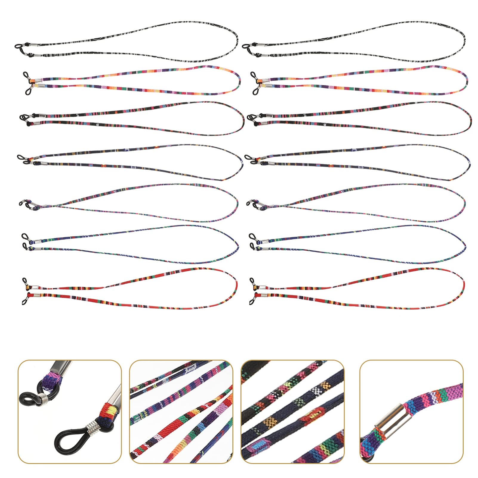 VALICLUD Brille Seil Hängende Kette Glashaltekette Brillenkette Zum Aufhängen Brillenketten Zum Aufhängen Anti-verlorener Brillenbügel Brillenband Polyester Baumwolle 14pcs*6