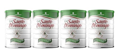 Santo Domingo Coffee Decaf, lata de 10 onzas, café molido, tostado medio, producto de la República Dominicana (paquete de 4)