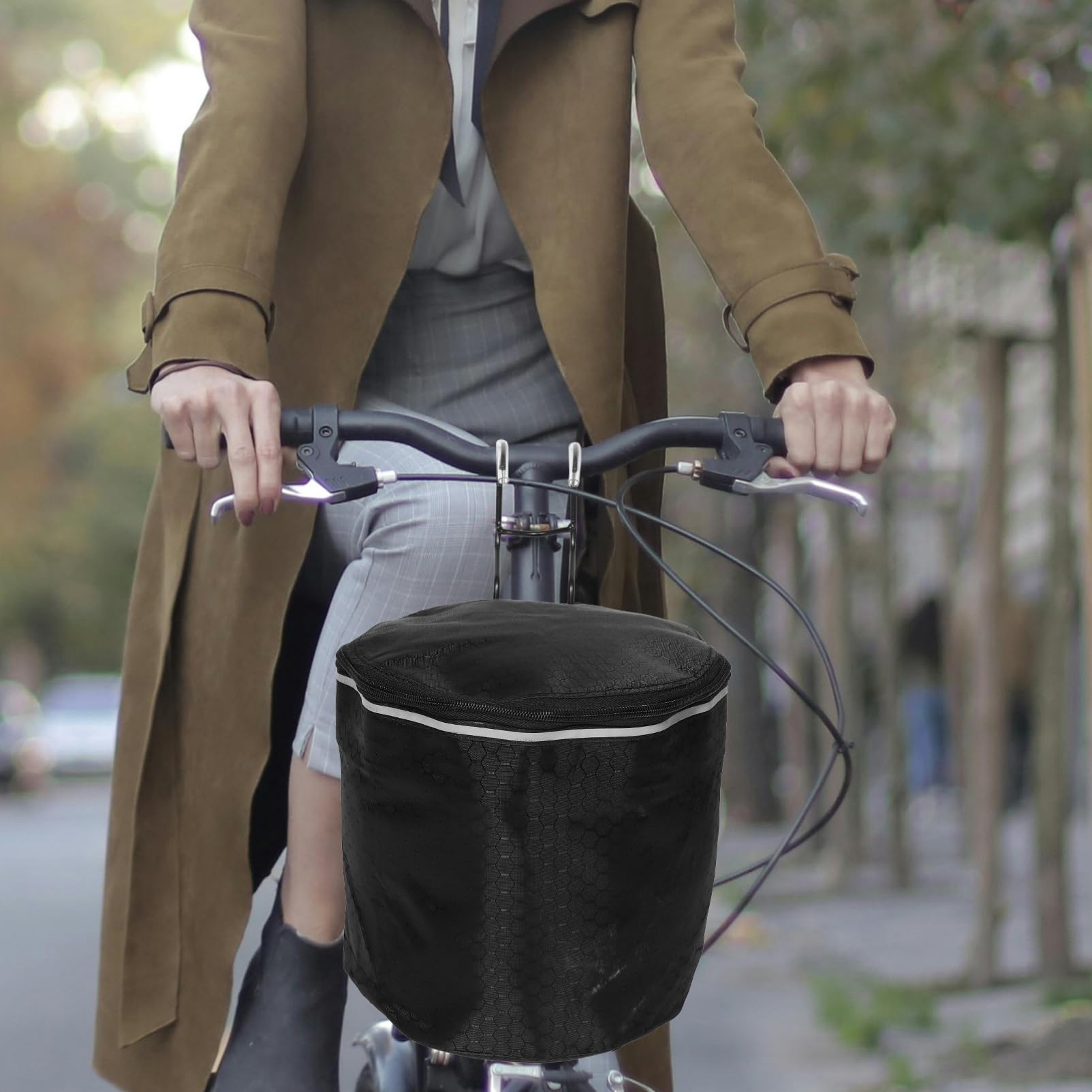 BESPORTBLE Cestino Elettrico Staccabile Contenitore Portaoggetti Anteriore per Manubrio Accessorio Multiuso per Ciclismo Tela per Mountain Bike Elettrica