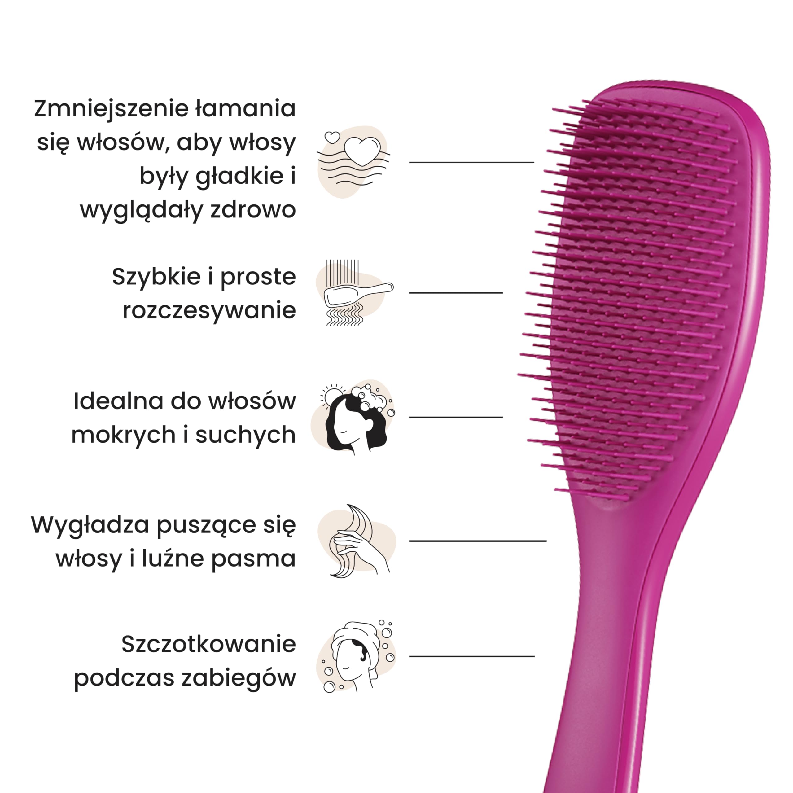 Tangle Teezer Ultimate Detangler - Szczotka do rozczesywania do wszystkich rodzajów włosów - Dwupoziomowe ząbki zmniejszają łamliwość i eliminują splątania - Electric Raspberry Pink