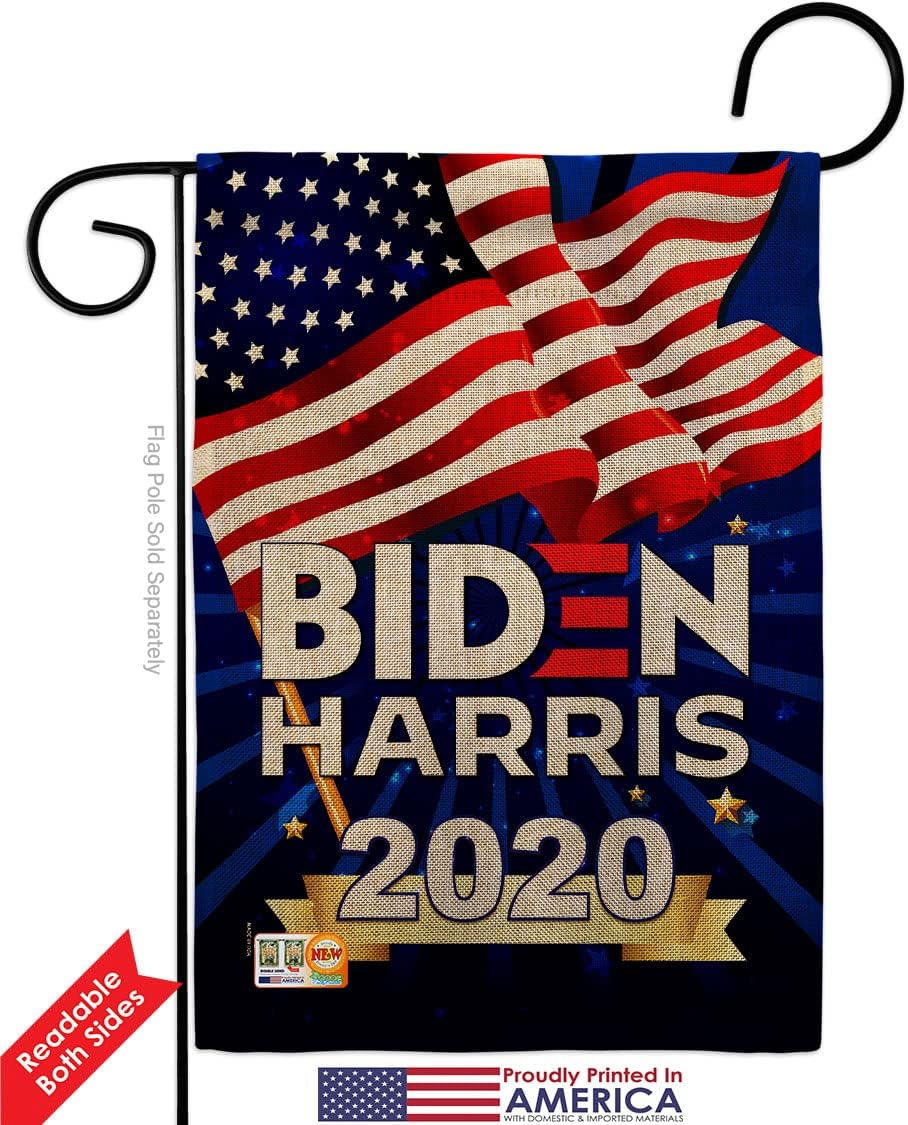 Biden Harris 2020 Burlap Garden Flag Patriotic President Democrat Republican Tea Party United State American Election Small Decorative Gift Yard House Banner Double-Sided Made In USA 13 X 18.5