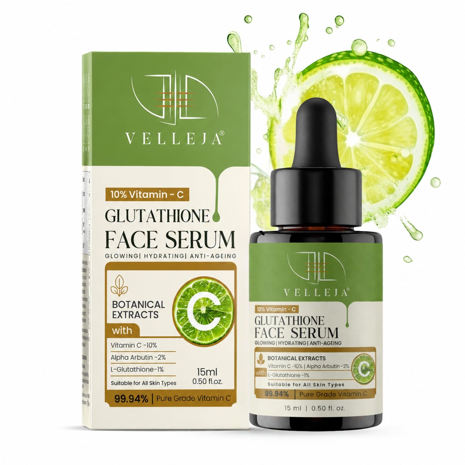 is glutathione good for melasma Velleja 10% Vitamin C Face Serum + 2% Alpha Arbutin + | Brightening Serum Dark Spots, & Uneven Skin Tone Boost Energy Levels Size:2Kg Bacteriostatic Water, Sterile, G-Biosciences
