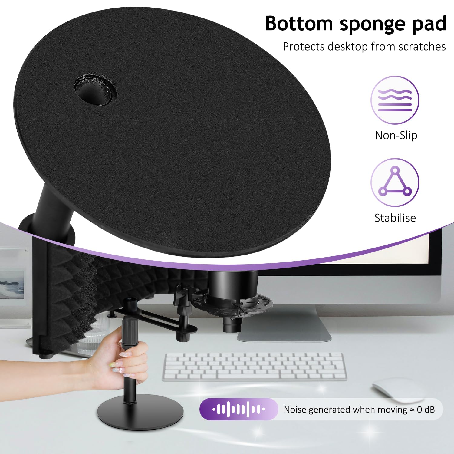 Mikrofon-Isolationsschild mit Pop-Filter und Mikrofonständer, schalldichter Mikrofon-Isolationsschirm, hochdichter, saugfähiger Schaumstoff-Mikrofonständer für Aufnahmestudio,