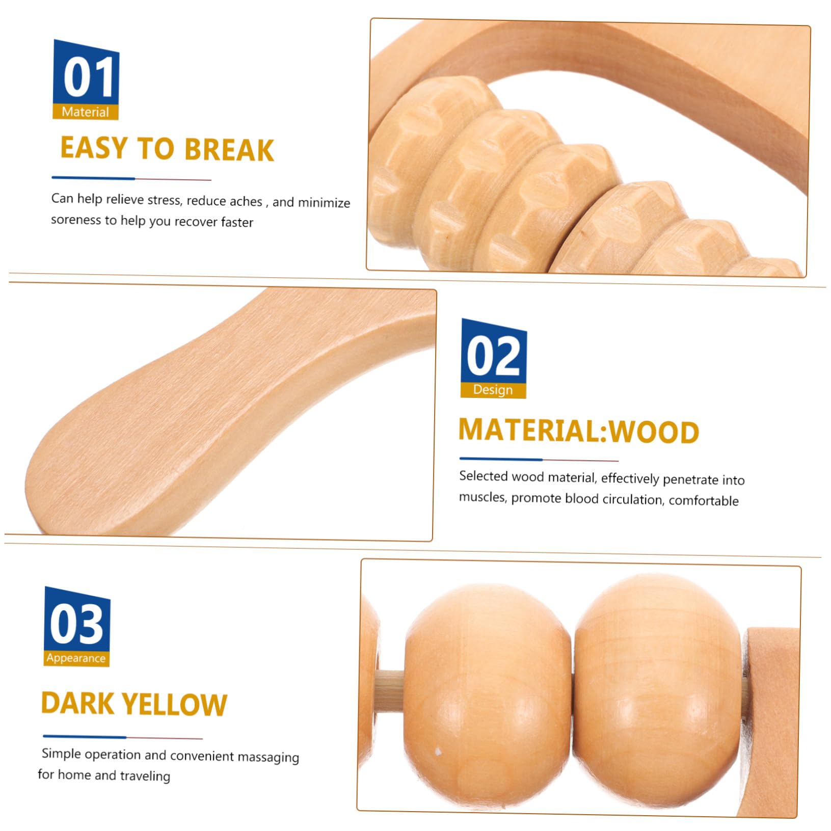 Masajeador De Pies y Hombros Madera Natural 2 Piezas Rodillo Manual Ergonómico Uso Diario Para Cuello, Espalda y Relajación Corporal Herramienta Práctica De Acupresión