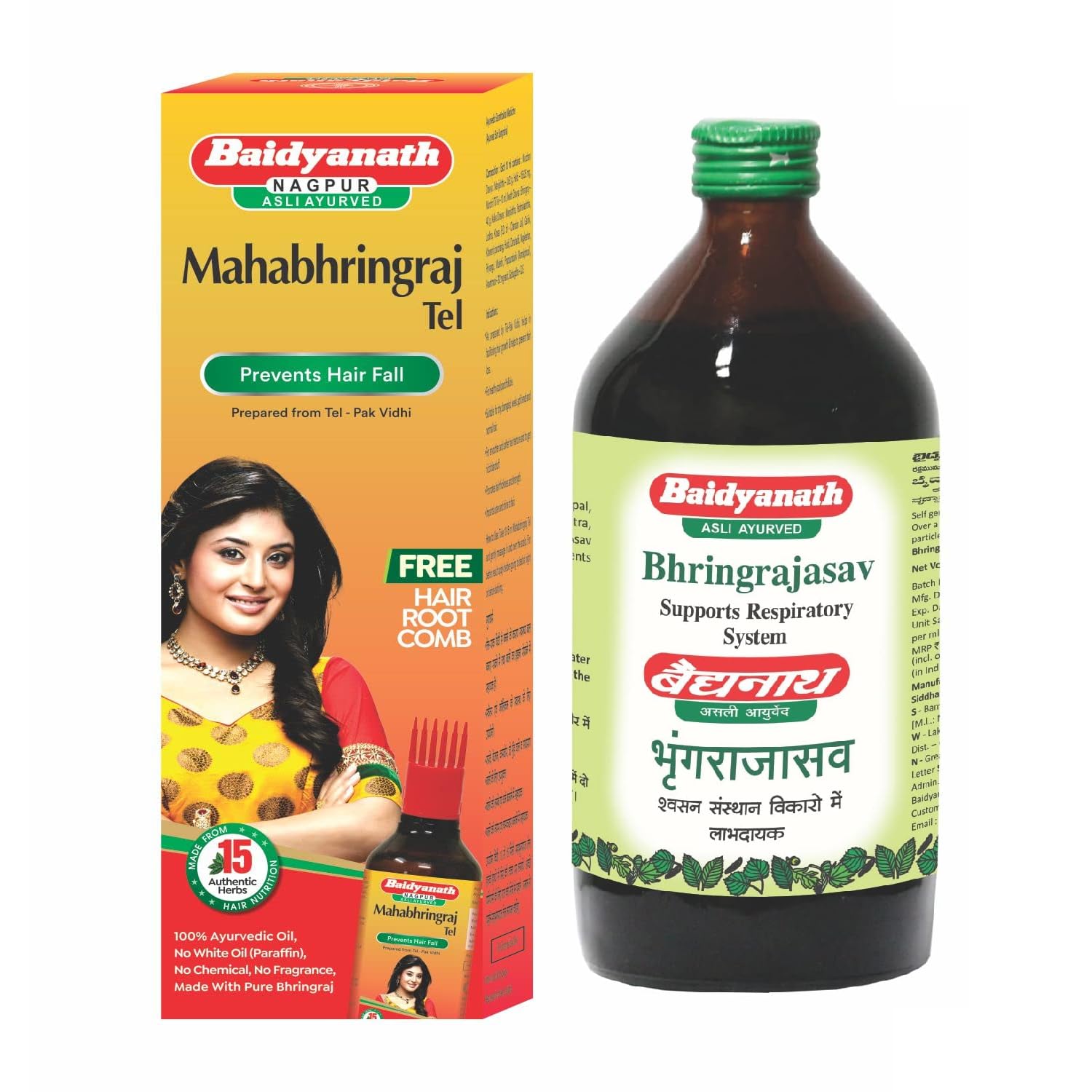 Baidyanath Asli Ayurved Mahabhringraj Tel - 200 ml & Baidyanath Bhringrajasava 450 ml Syrup