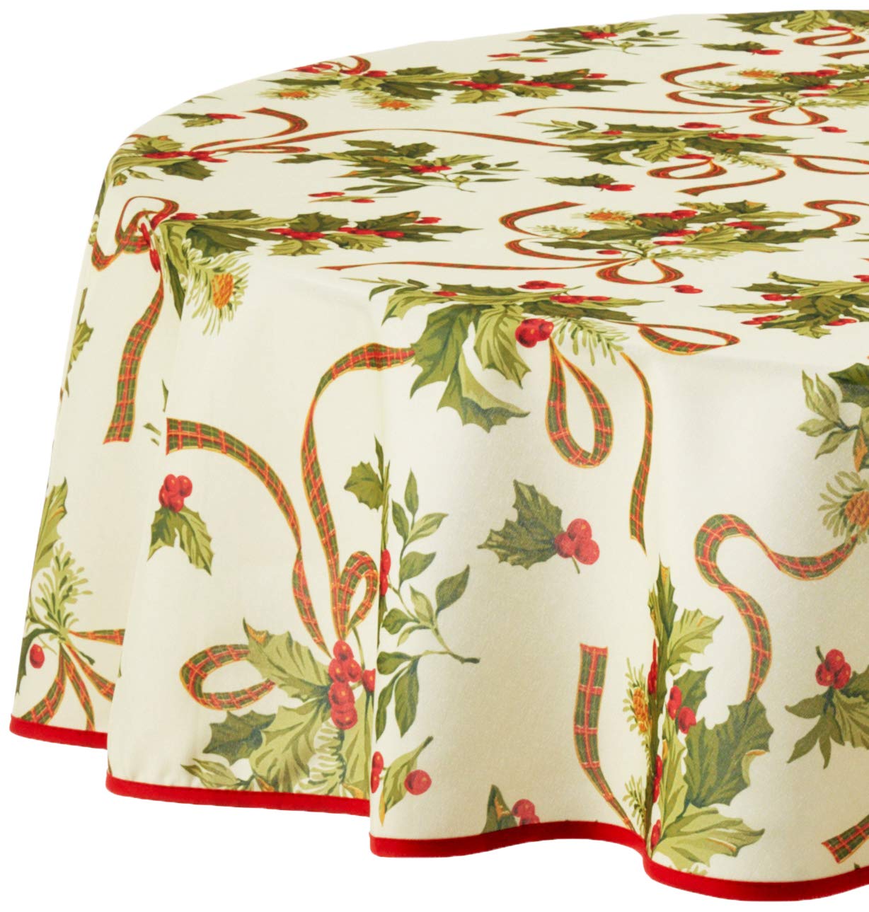 Violet Linen Beige Tablecloth, Cotton Polyester, 60 Inches Round
