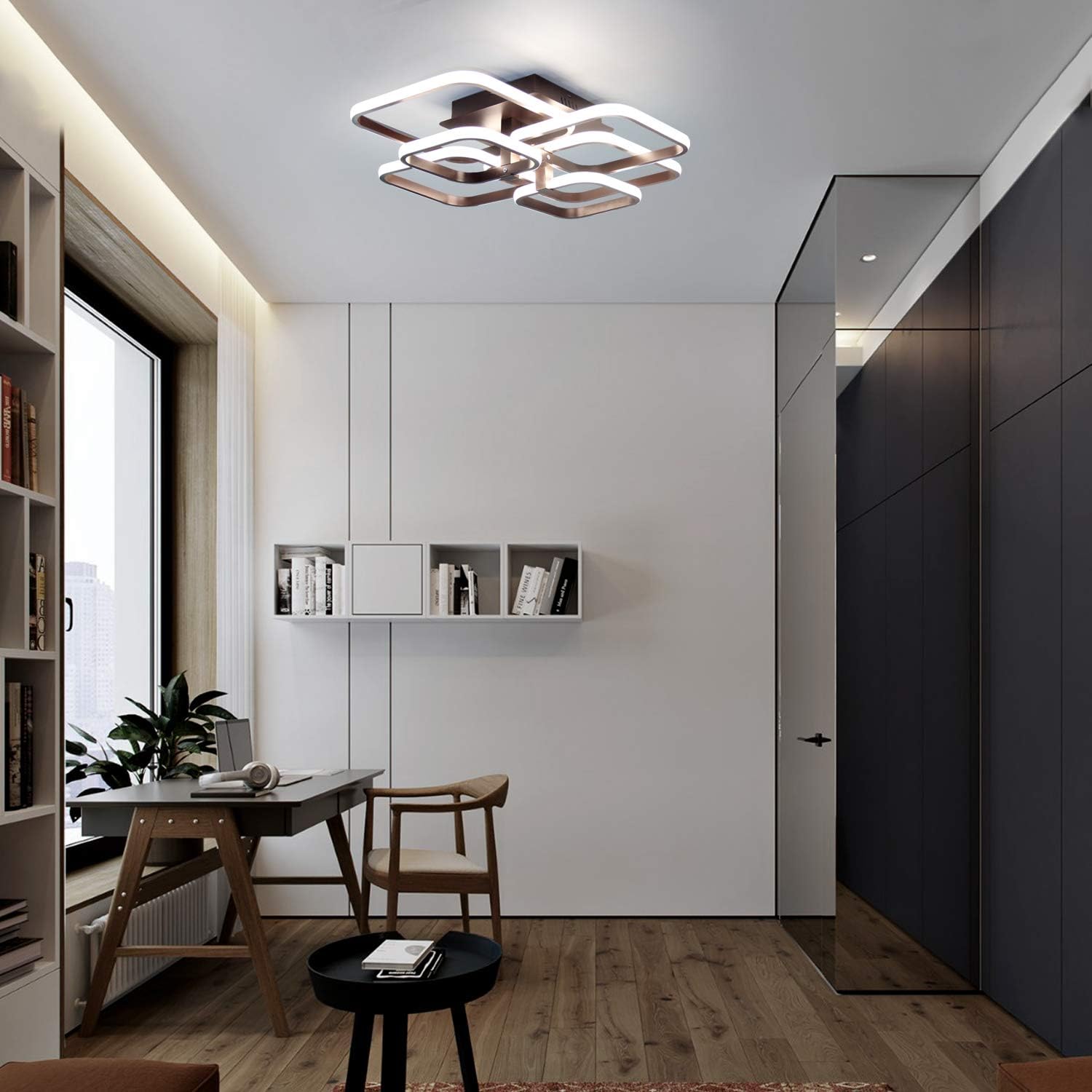 Limited Discount IKK Modern LED Ceiling Light Fixture, 6 Heads Dimmable with Remote Control Ceiling Lamp, lamparas de techo modernas Ceiling Lighting for Bedroom Living Dining Room Foyer 3000-8000 K/Coffee Amazing 🔥 IKK Modern LED Ceiling Light Fixture, 6 Heads Dimmable with Remote Control Ceiling Lamp, lamparas de techo modernas Ceiling Lighting for Bedroom Living Dining Room Foyer 3000-8000 K/Coffee