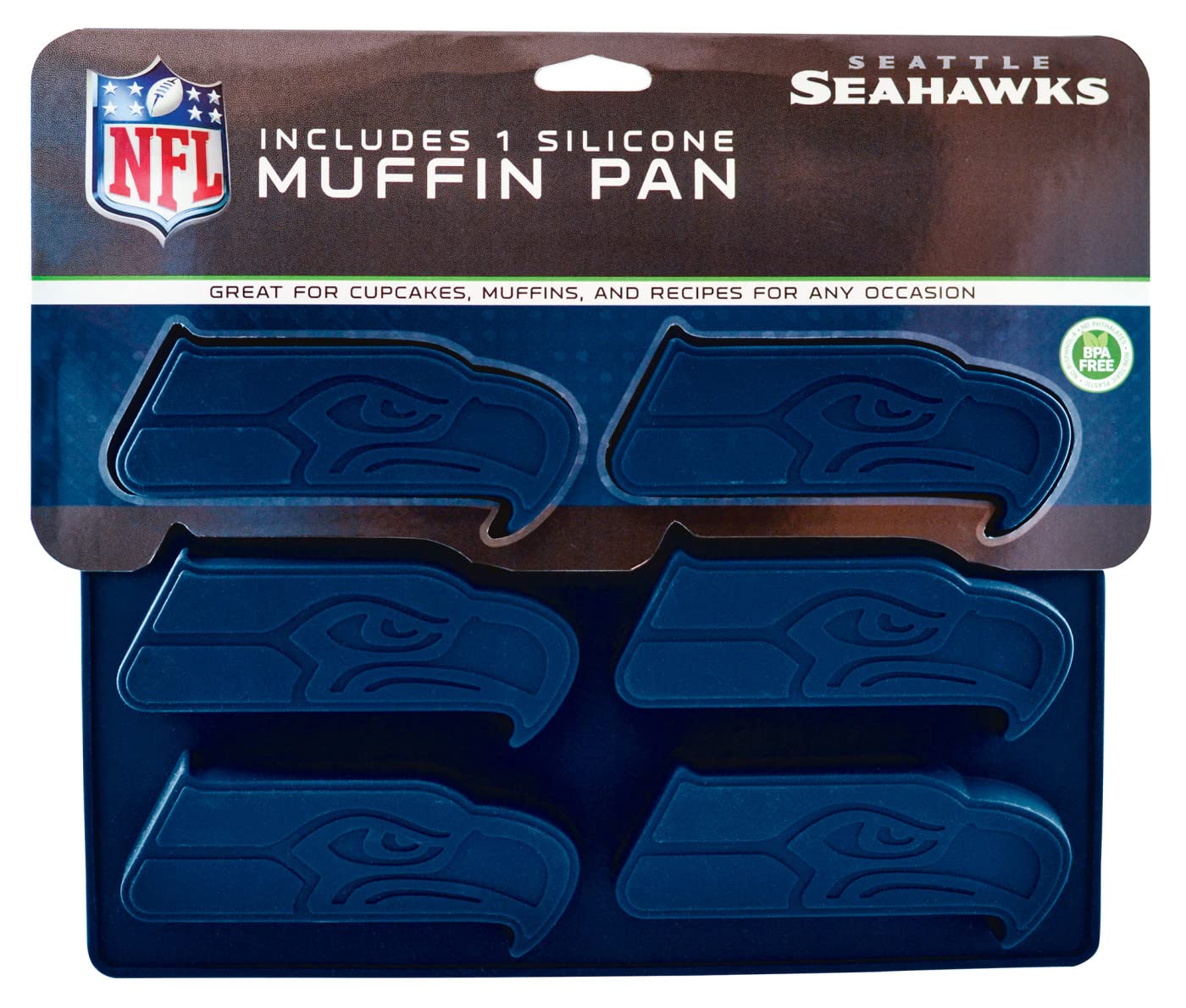 MasterPieces Game Day - FanPans NFL Seattle Seahawks Silicone Muffin Pan - Dishwasher Safe