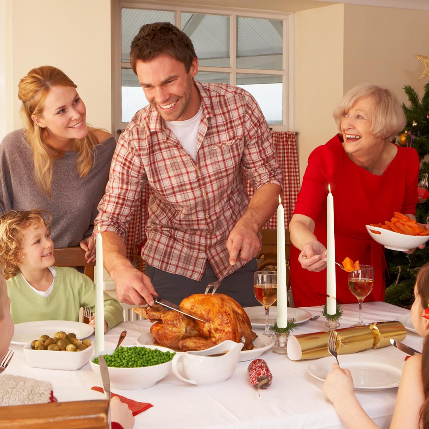 OSHINE 12 Pack Ivory Taper Candles Long Taper Candle 10 Inch Dripless Unscented Smokeless & Emergency 7-8 Hours Long Burning Tall Candlesticks Ideal for Weddings, Thanksgiving, Christmas, Dinner Party - Image 3