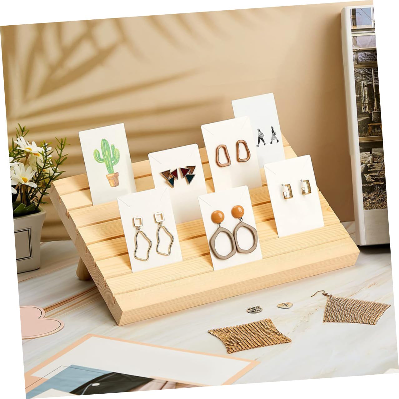 Ohrringhalter mit Sockel Schmuckdisplay Organizer für Ohrstecker und Hängende Ohrringe Verkaufsständer für Einzelhandel und Messen