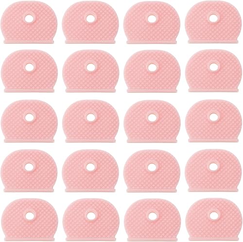 Mini Skater 20 etiquetas para llaves de 1 x 0.79 x 0.16 pulgadas, fundas protectoras para llaves estándar de casa plana (rosa)