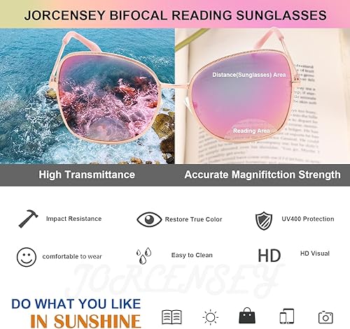 Miniatura 4 de Paquete de 2 lentes de sol bifocales de lectura para mujer, diseño de ojo de gato, cuadrados, lentes de lectura al aire libre