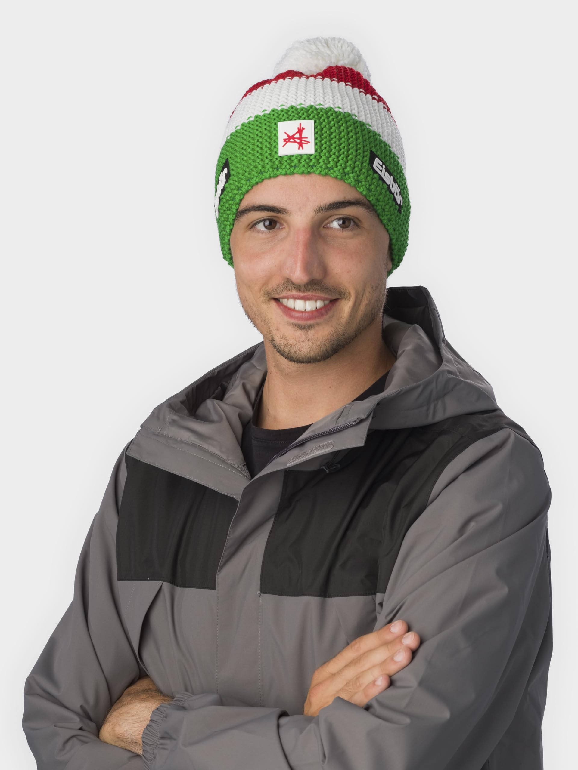 Eisbär Mütze Herren & Damen Star Pompon Ski Austria - Merino Wintermütze Unisex mit Fleece schützt vor Kälte und Wind - Bommelmütze atmungsaktiv elastisch Haube aus Österreich