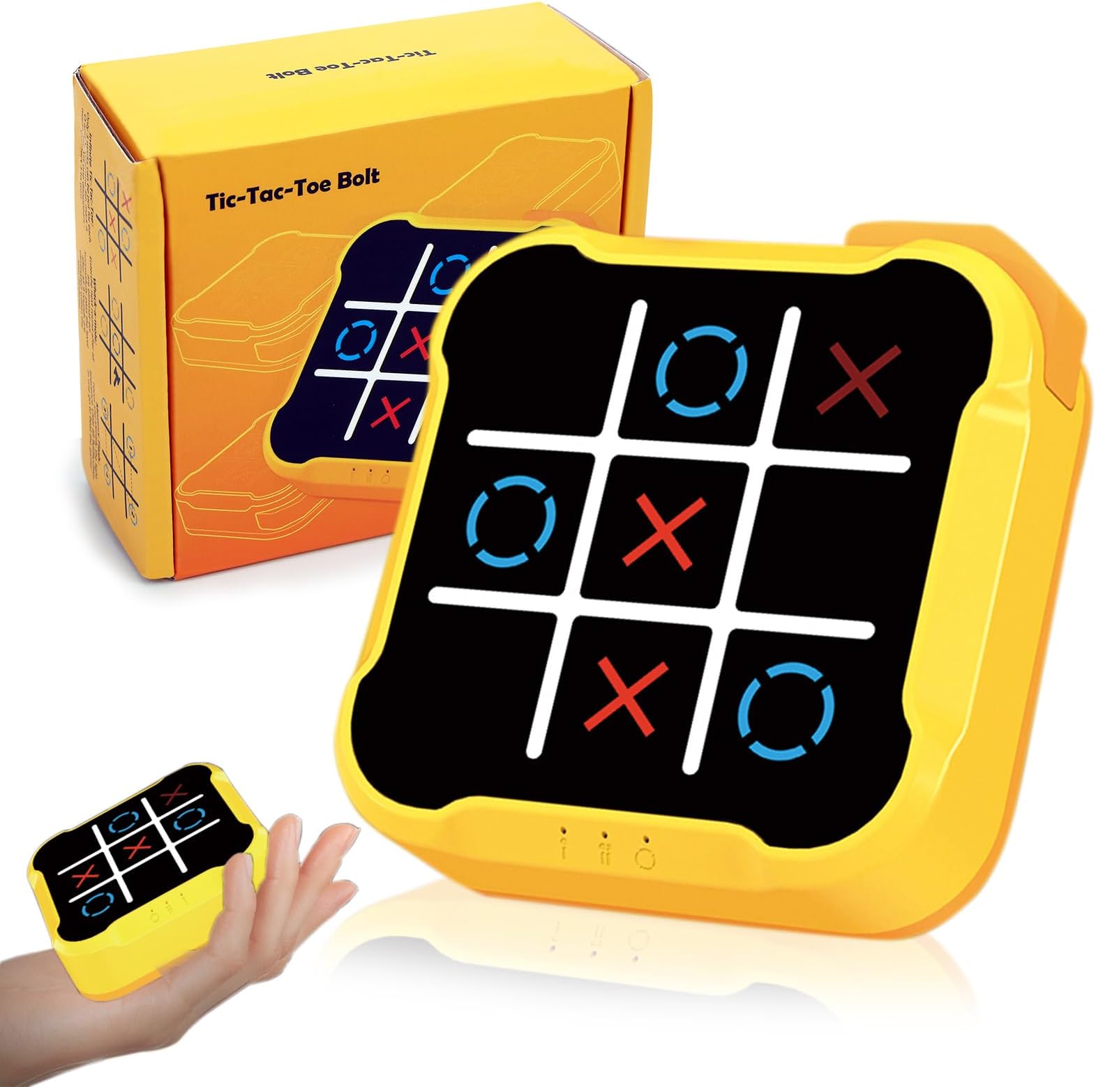 Tic Tac Toe Games: 4-in-1 Portable Sensory Puzzle Handheld Game - 6 - 12 Years Old Kids Electronic Toy for Travel Home School - Christmas Birthday Gift,Multicolour