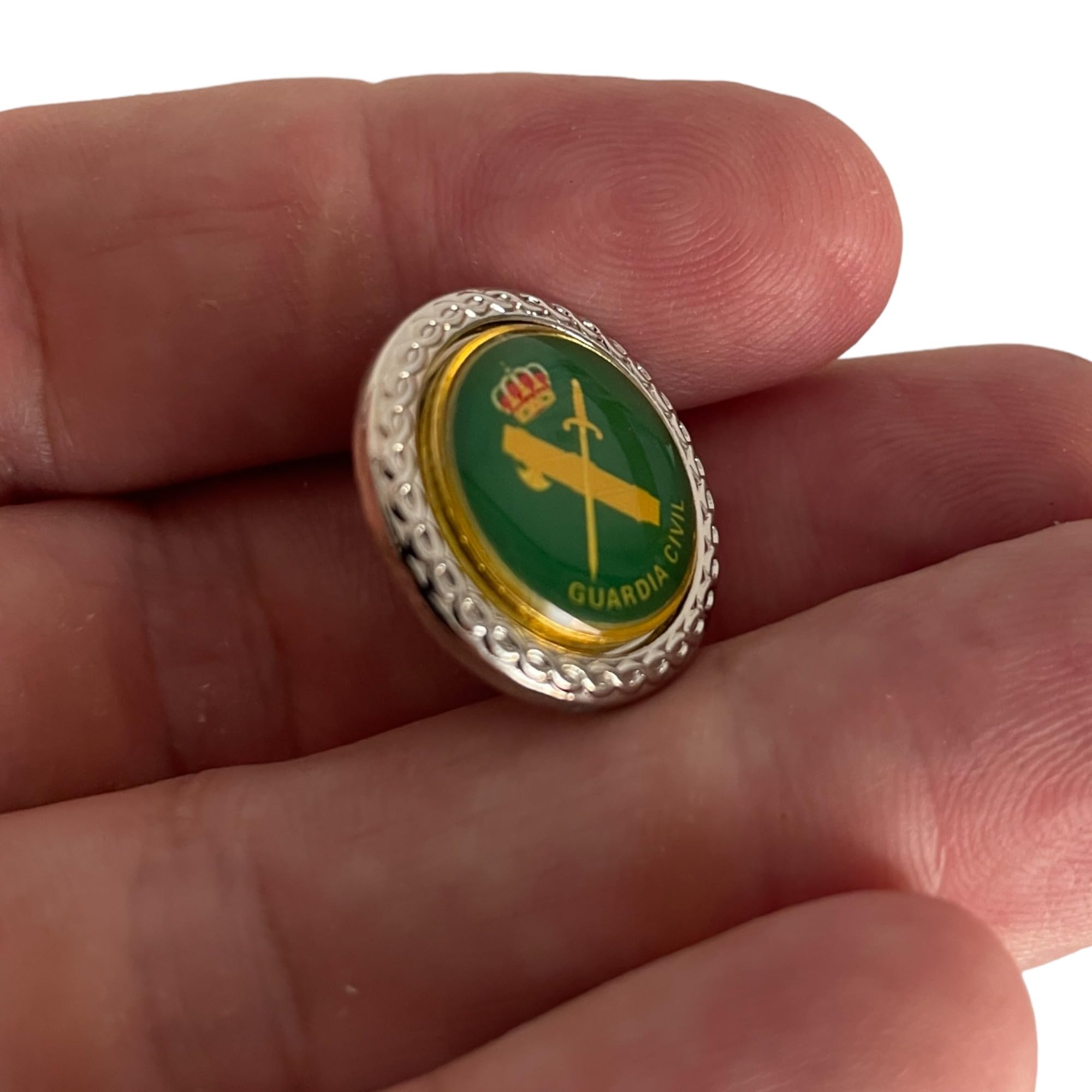 Emblema Guardia Civil España Gota Relieve Zinc Cromado 20 mm