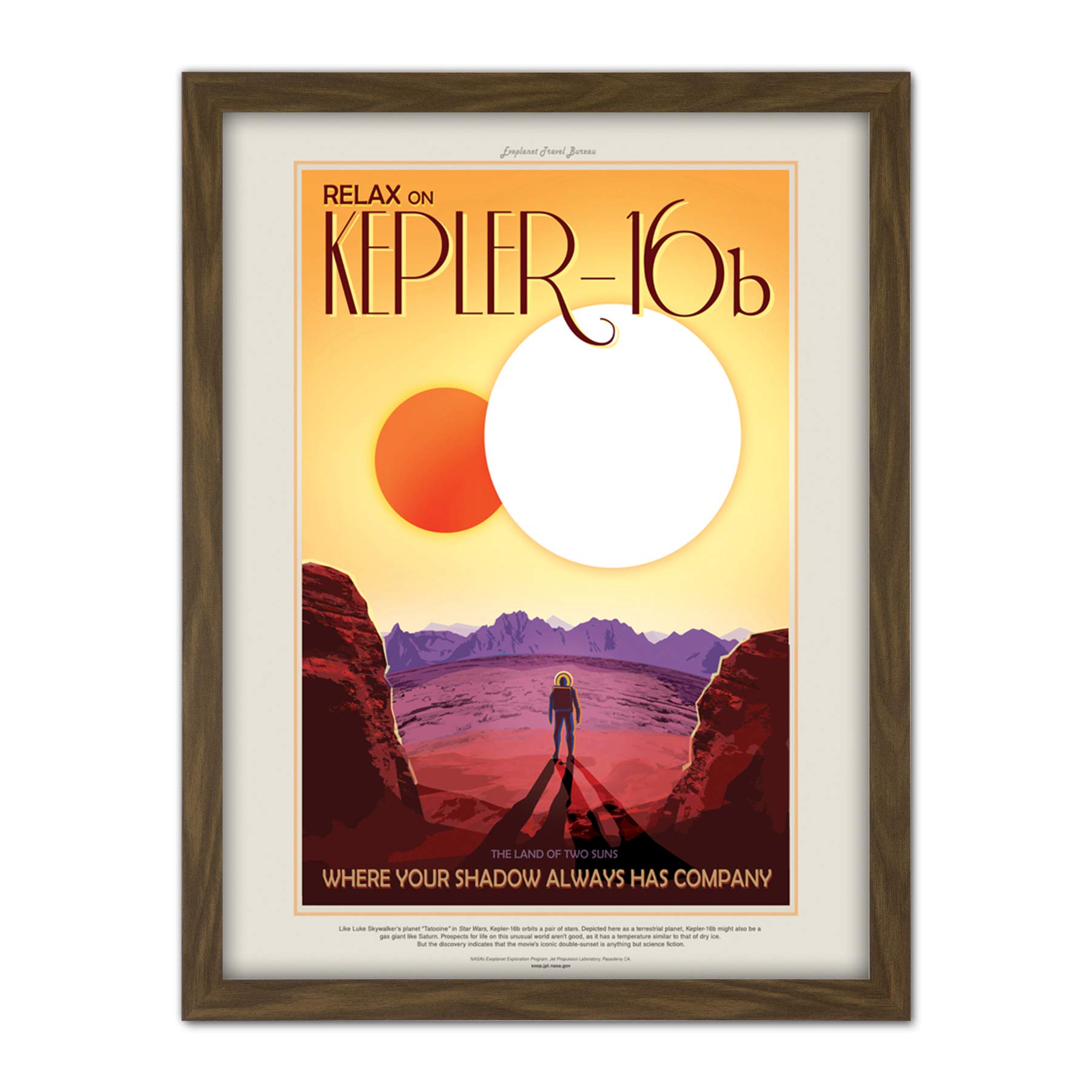 Wee Blue Coo NASA Space Travel Advert KEPLER-16B Artwork Framed Wall Art Print 18X24 Inch