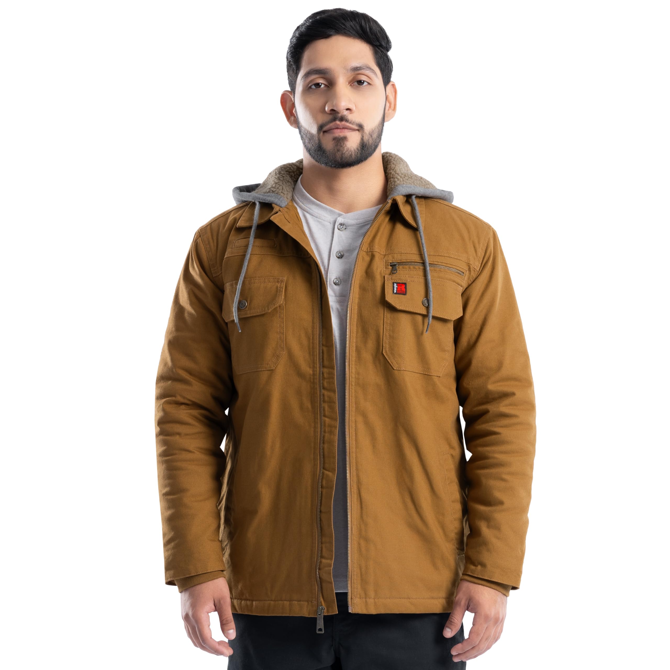 Wrangler Mens Quilted Lined Jacket With Sherpa Hood