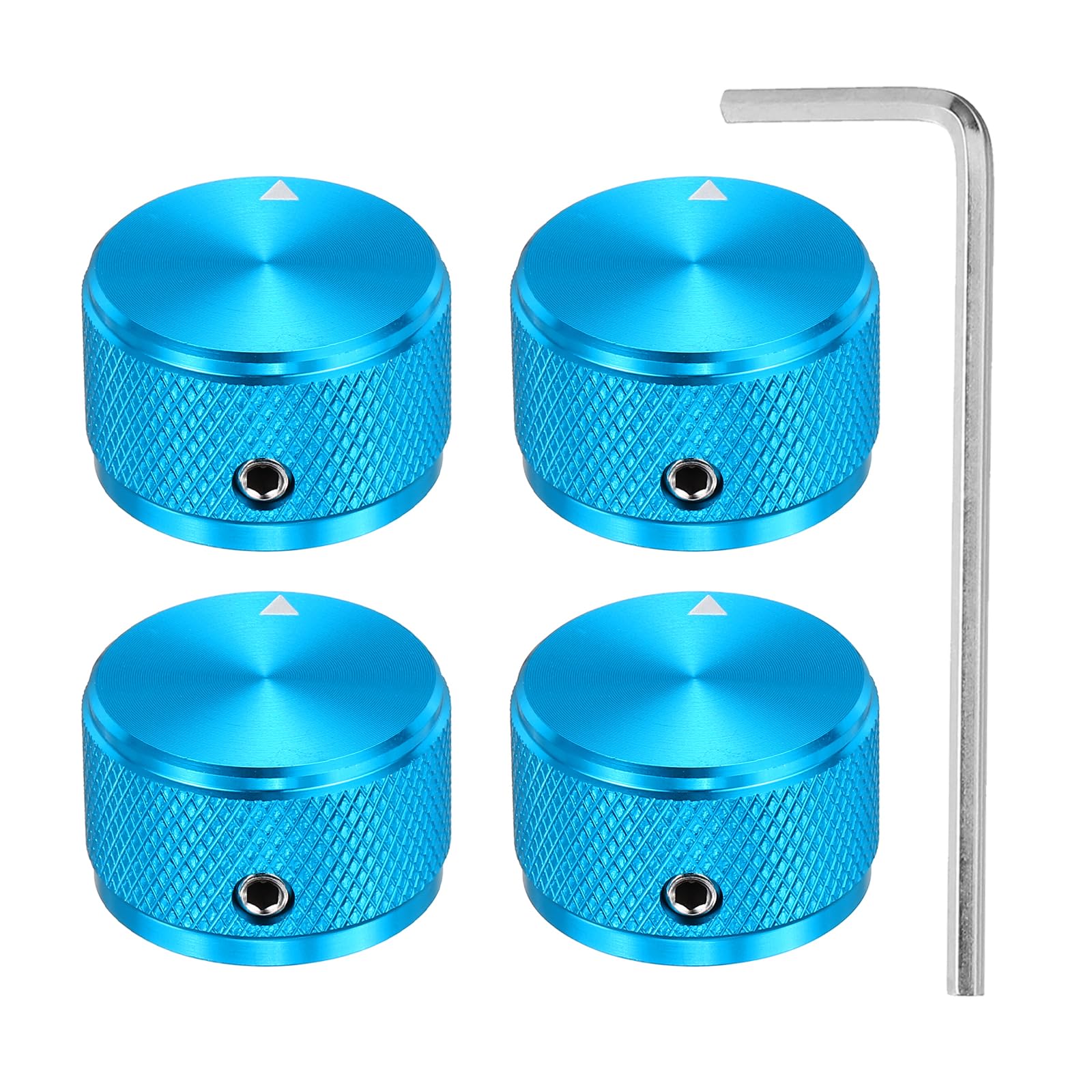 sourcing map 4 Pcs Aluminium Potentiometer Knobs, 1/4" (6mm) Universal Volume Tone Control Knobs for Guitar, Bass, Diamond 5/8" Blue