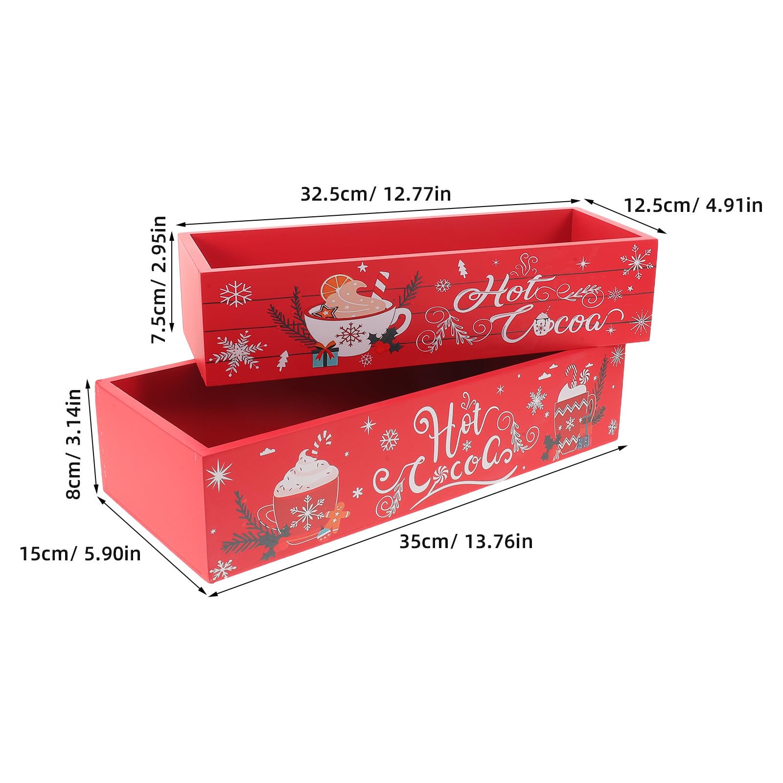 Beaupretty 2 Pezzi Scatola Natalizia in Legno Rossa Manico per Tavolo