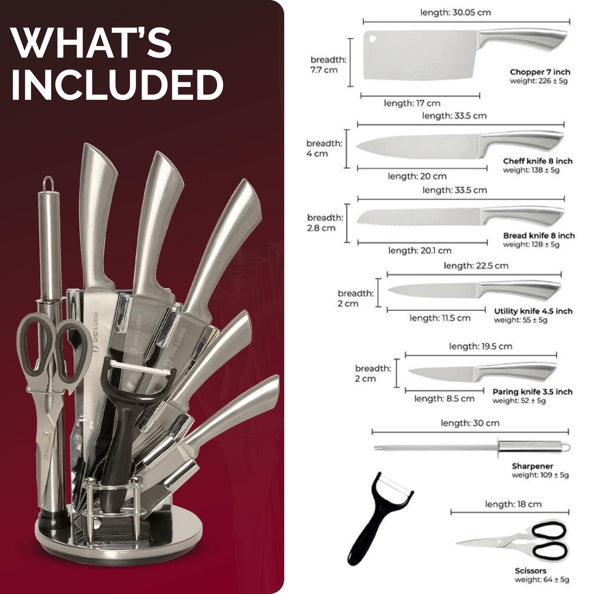 Stainless Steel Knife Set Pieces Essentials For The Kitchen