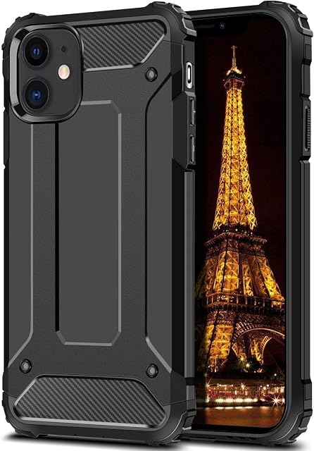 Coolden for iPhone 11 Case Cover Rugged Tough Dual Layer Armor Case for iPhone 11 Protective Case Heavy Duty Hard PC Back TPU Bumper Shockproof Case Phone Case Cover for iPhone 11 6.1 inch (Black)