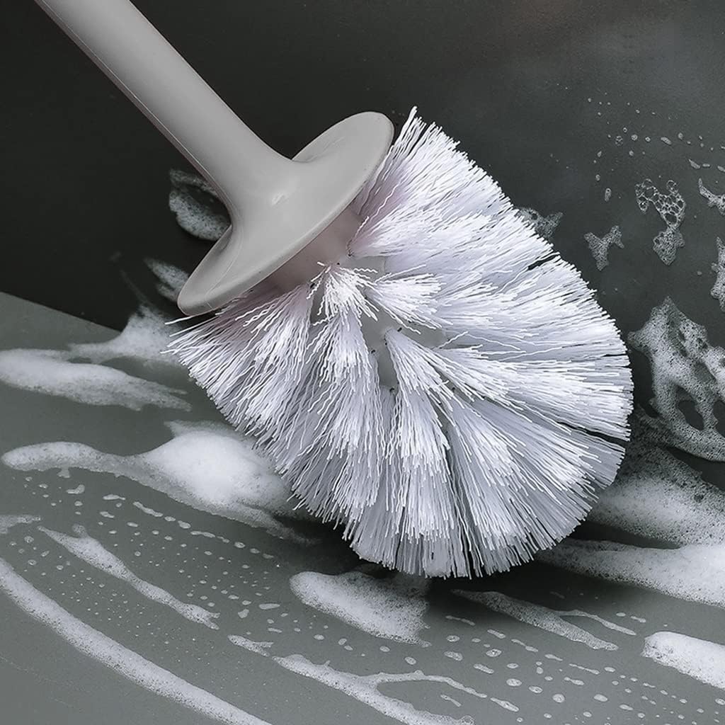Toilet Brush Holder Toilet Brush and Holder 360° No Dead Angle Toilet Bowl Brush Toilet Cleaning Brush Household Bathroom Set Toilet Brush Handle Wall-mounted Toilet Brush Toilet Brush Holders(Gris)