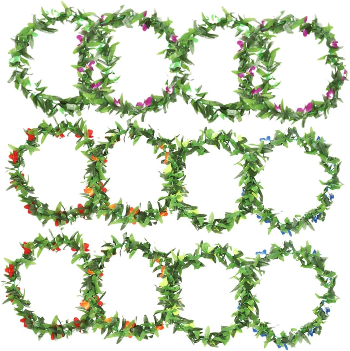Cabilock 12Pcs Hawaiian Leis Necklace Soft Tropical Flower Garland for Luau Parties Beach Celebrations and Island Themed Events Lightweight and Easy to Clean