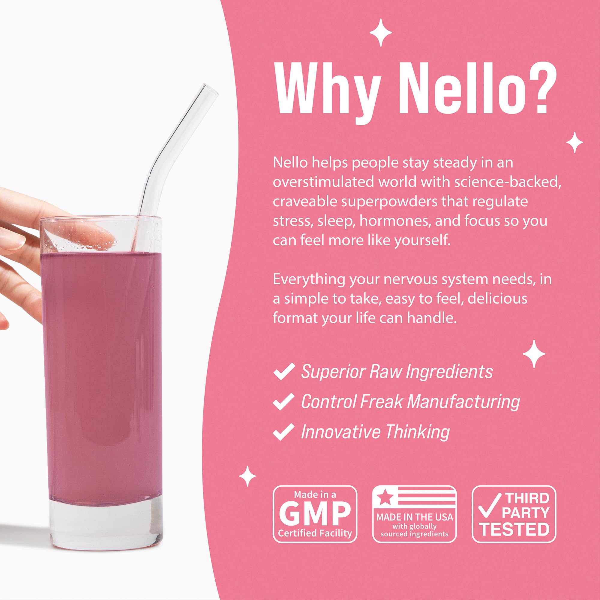 Nello Superbalance Hormonal Support Drink Mix, SRI-81 Shatavari, Myo-Inositol, Rhodiola Rosea, Vitamin C, Magnesium, Theobromine (20 Servings, Blueberry Acai) — Amazon image 5