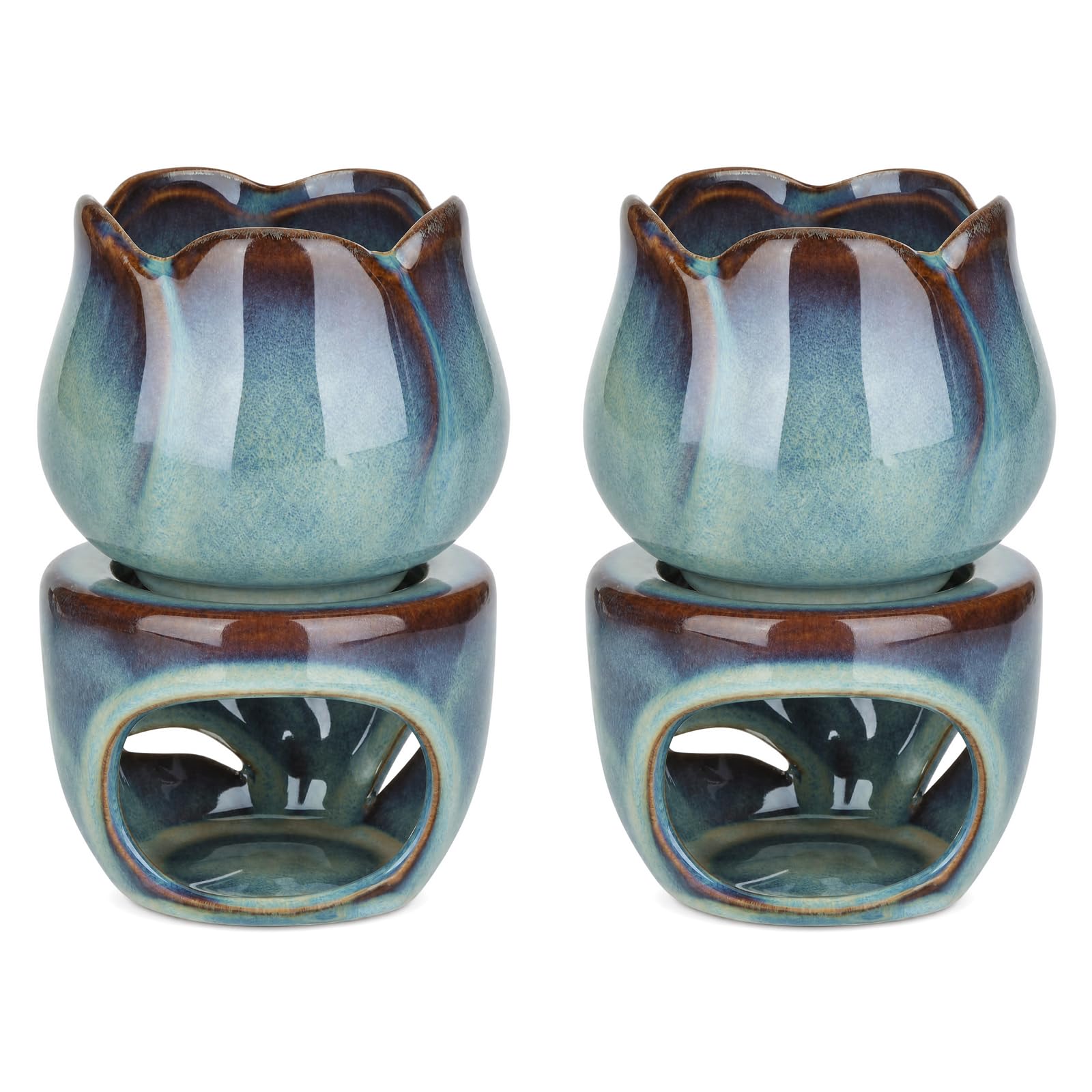 2 Pcs Ceramic Wax Melt Burners, Elegant Oil Burner for Essential Oils