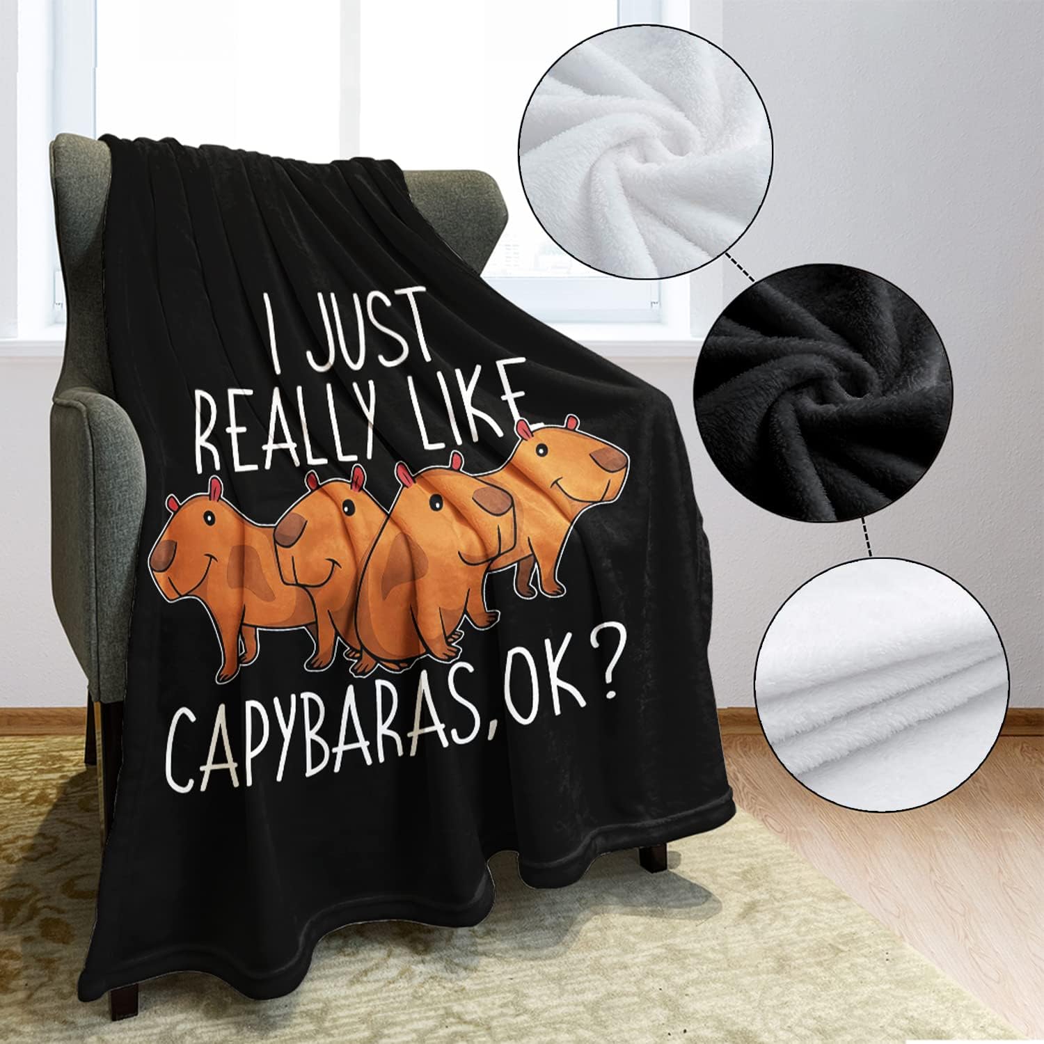 Cute Capybaras Blanket, Soft Warm Plush Fleece Throw Blankets, Gifts for Capybara Lovers, 40" x 50" - Image 3
