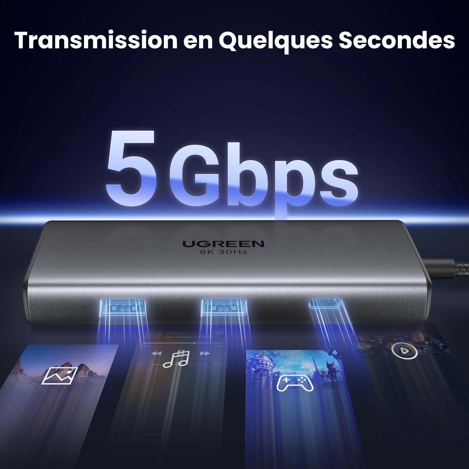 UGREEN Revodok 206 Hub USB C Dual HDMI 4K60Hz 8K30Hz PD 100W Charge Multiports 5Gbps 6 en 1 Docking Station