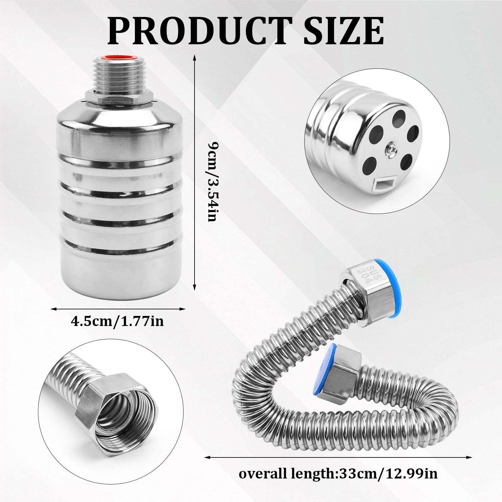 Válvula de flotación de 1/2 pulgadas o 3/4 pulgadas, válvula de control de nivel de agua automática 304 de acero inoxidable para tanques de agua, piscinas, estanques de peces, comederos de ganado